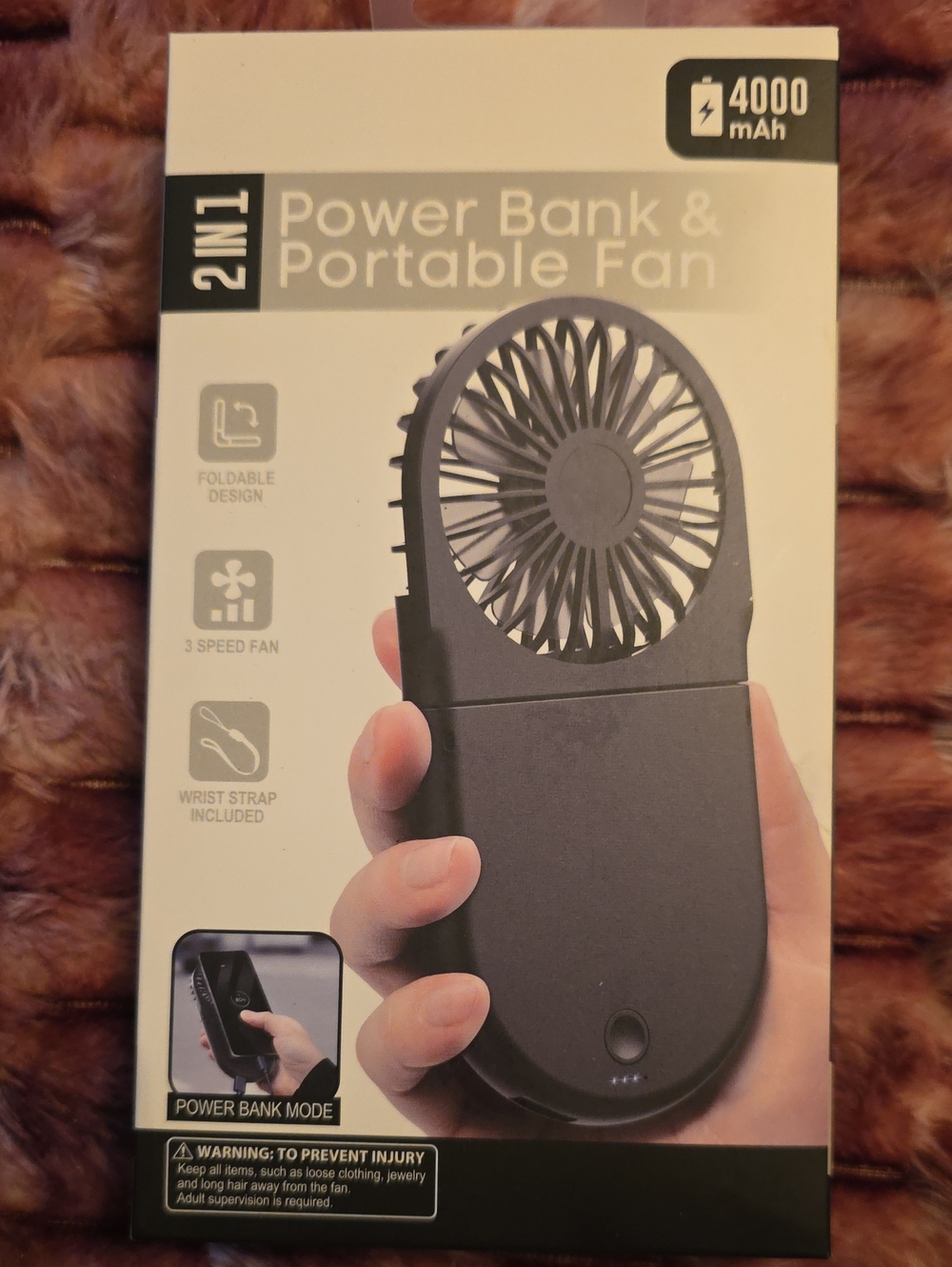 Portable 2-in-1 Power Bank & Foldable Fan - Black